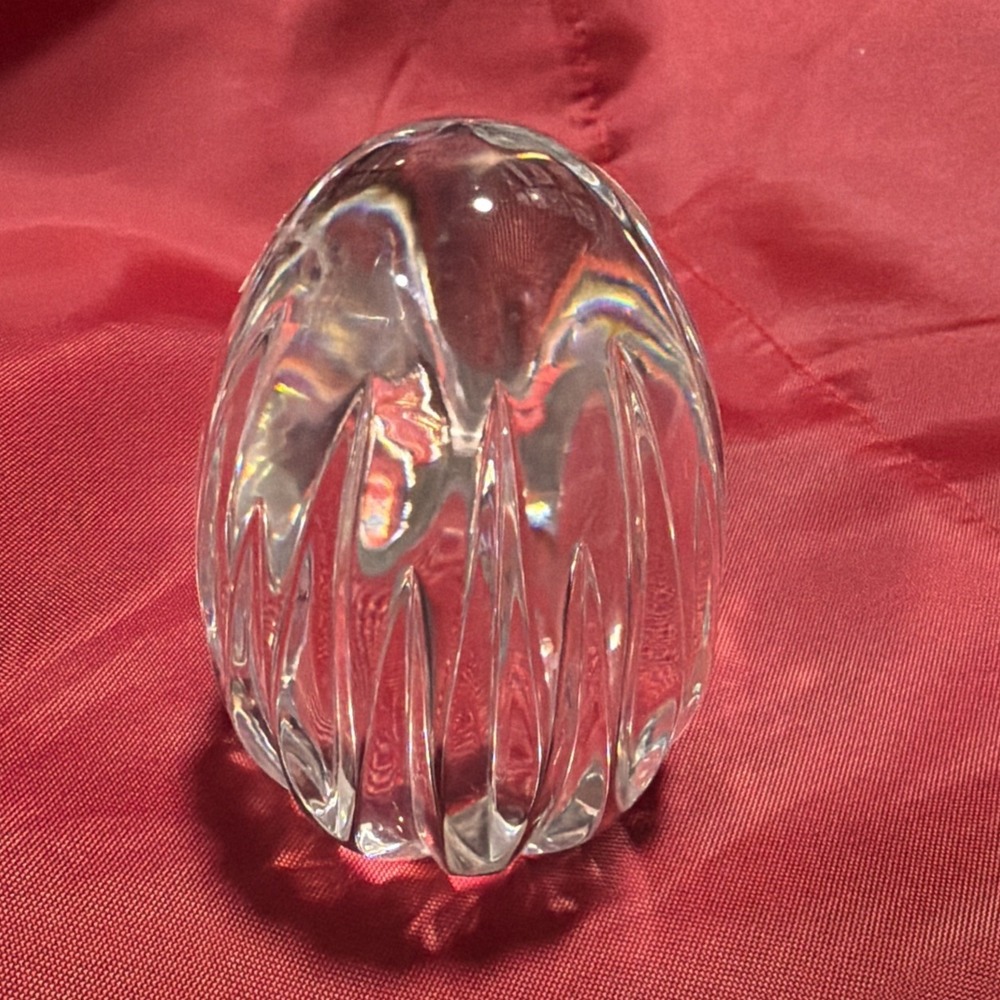 Rogaska Signed Crystal Egg Paperweight Richmond Spired Wedge Cut Slovenia Glass